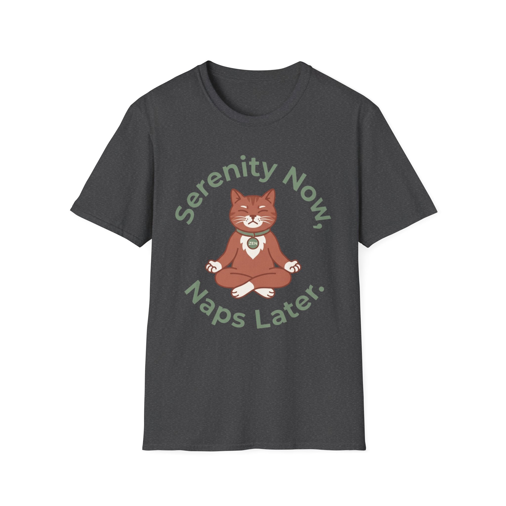 Serenity Now, Naps Later T-Shirt | Cute Meditating Cat Tee