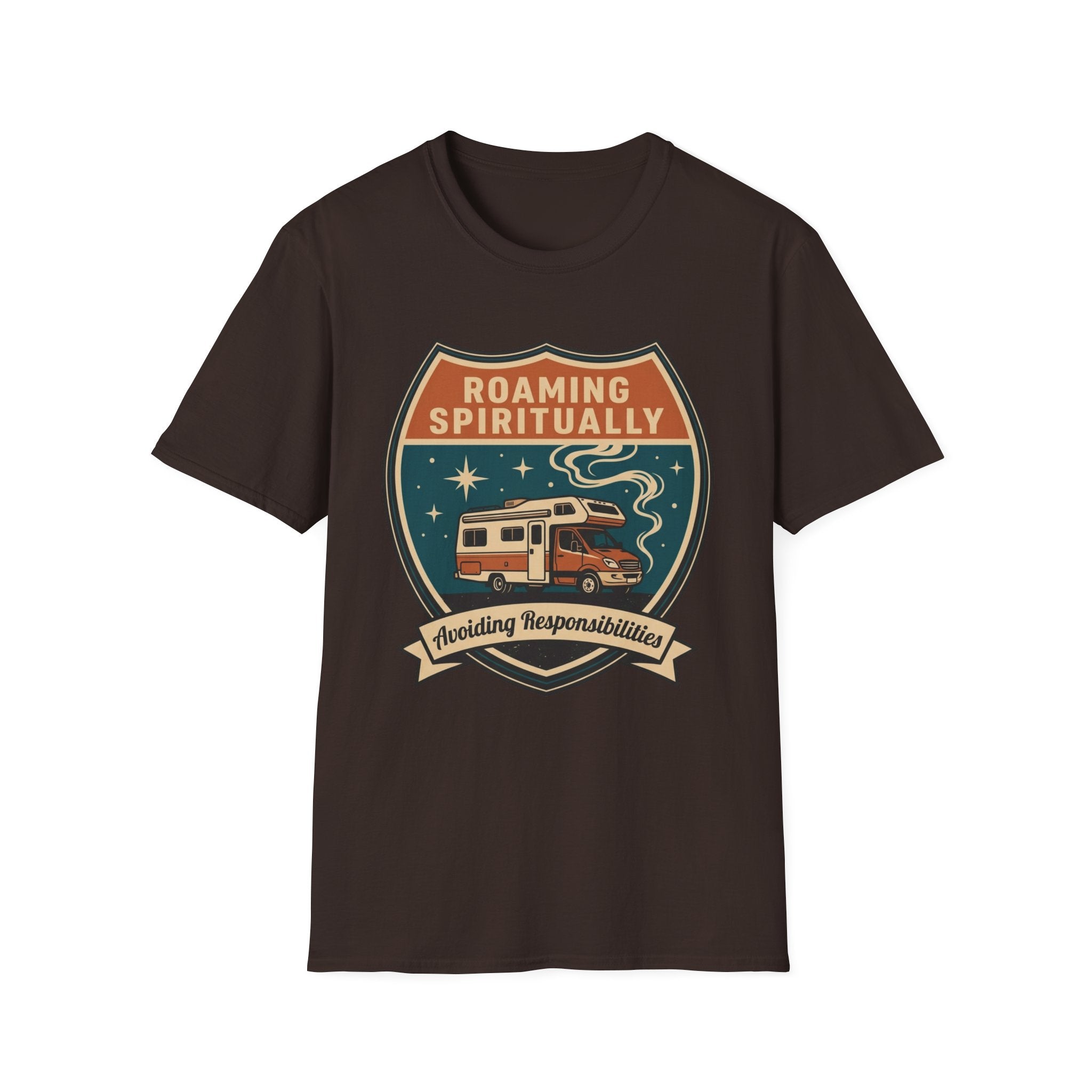 Roaming Spiritually RV Graphic T-Shirt | Vintage Camper Faith Travel Tee