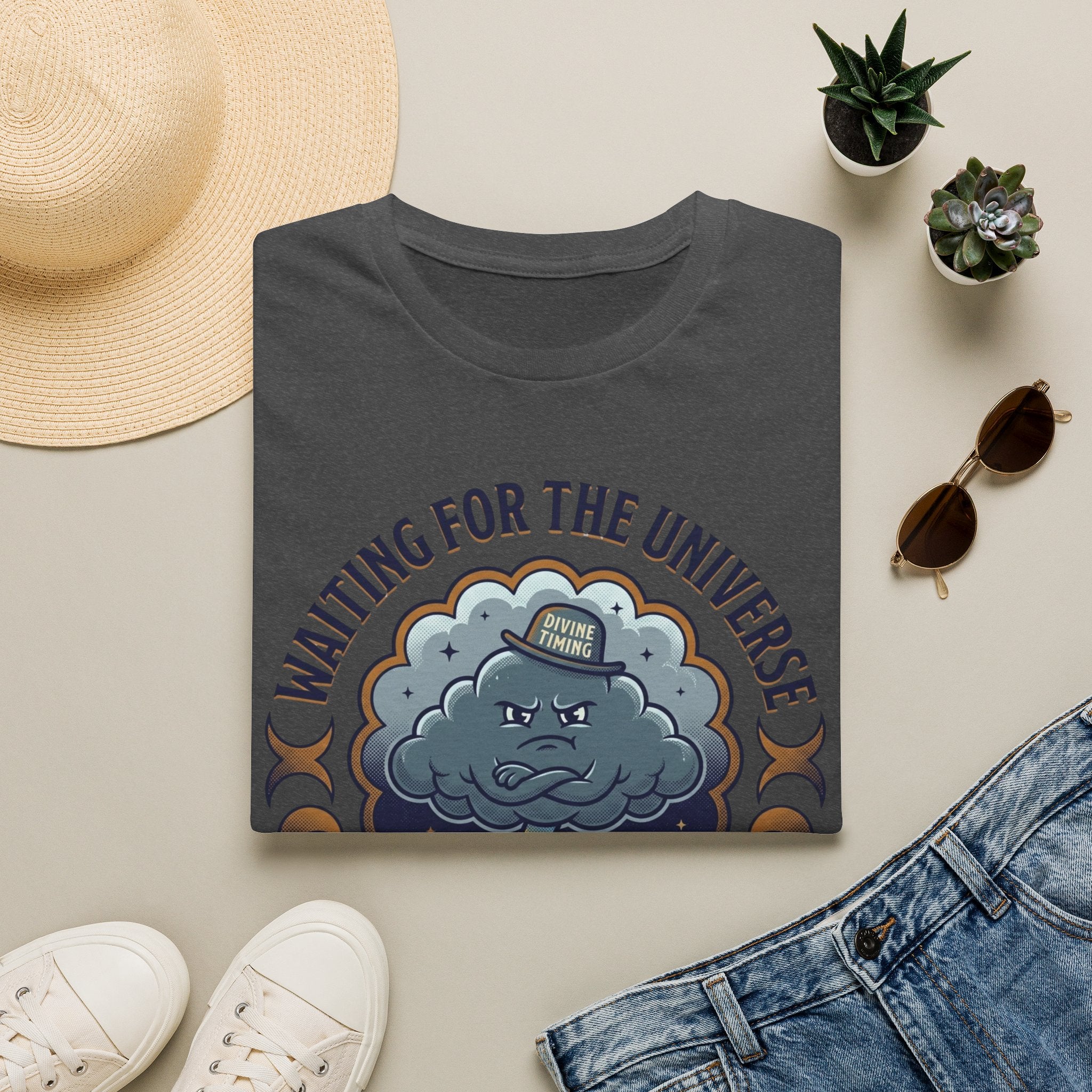 Waiting for the Universe T-Shirt | Moody Cloud Graphic Tee ("Divine Timing")
