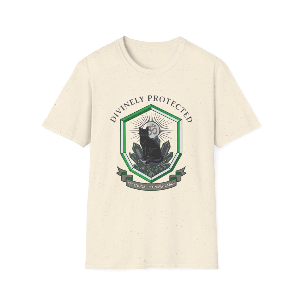 Divinely Protected T-Shirt | Spiritual Black Cat Om Symbol Tee