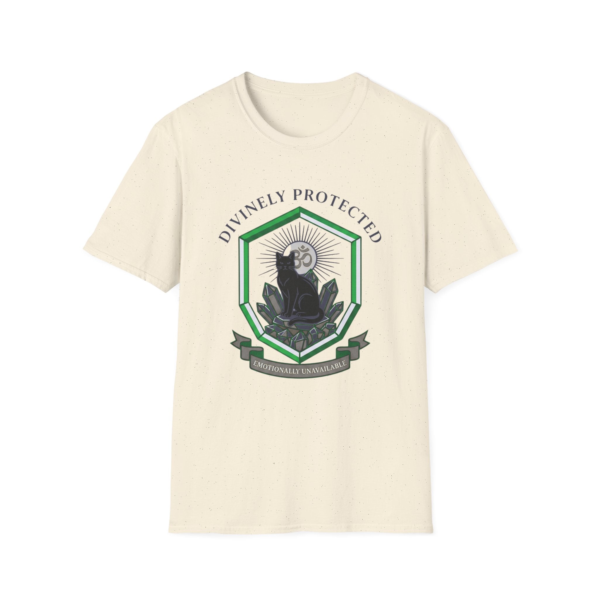 Divinely Protected T-Shirt | Spiritual Black Cat Om Symbol Tee