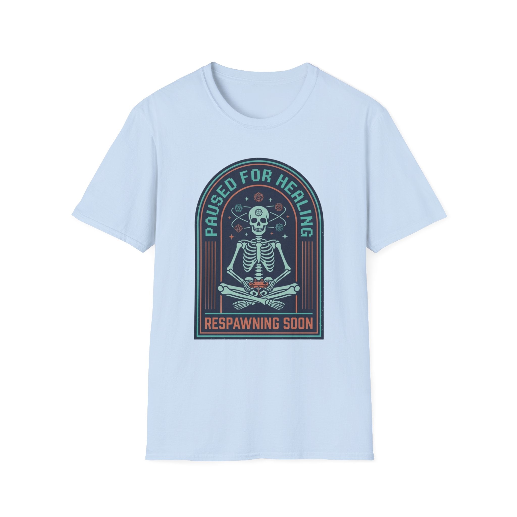 "Paused for Healing, Respawning Soon" Skeleton Graphic T-Shirt
