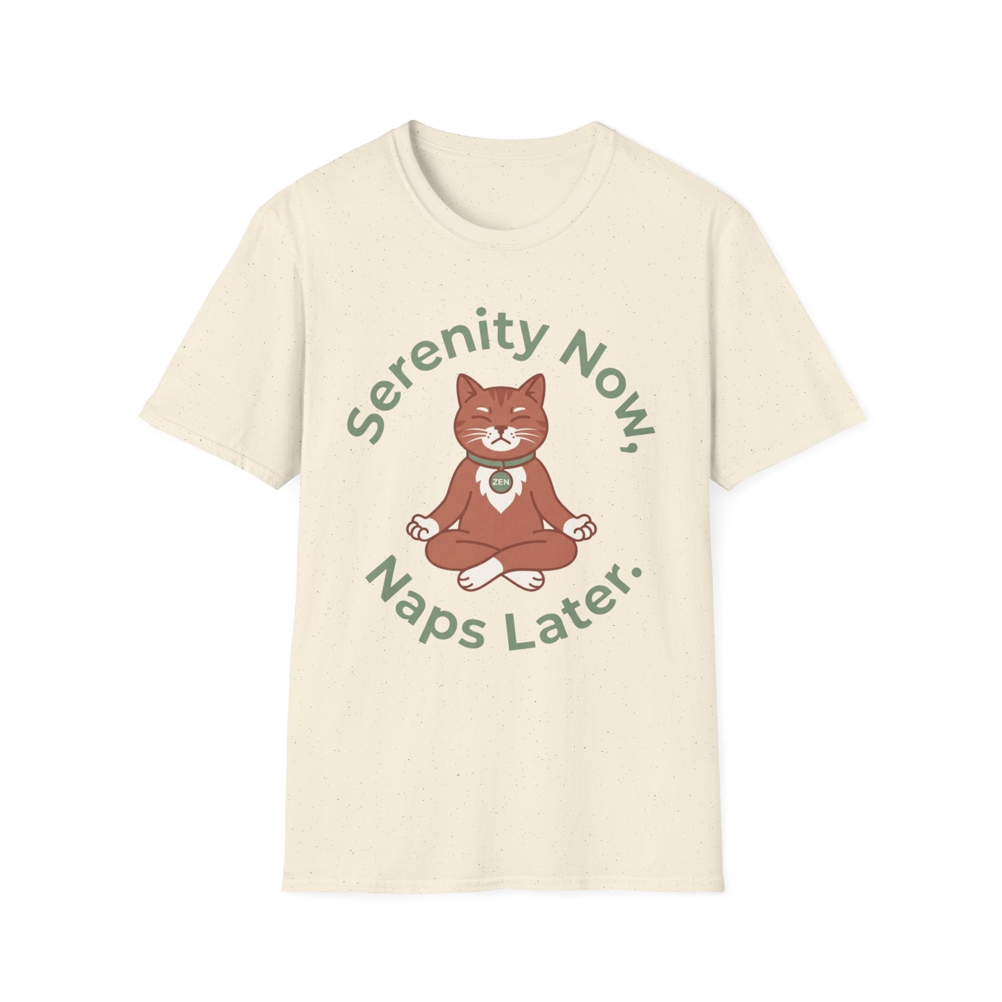 Serenity Now, Naps Later T-Shirt | Cute Meditating Cat Tee