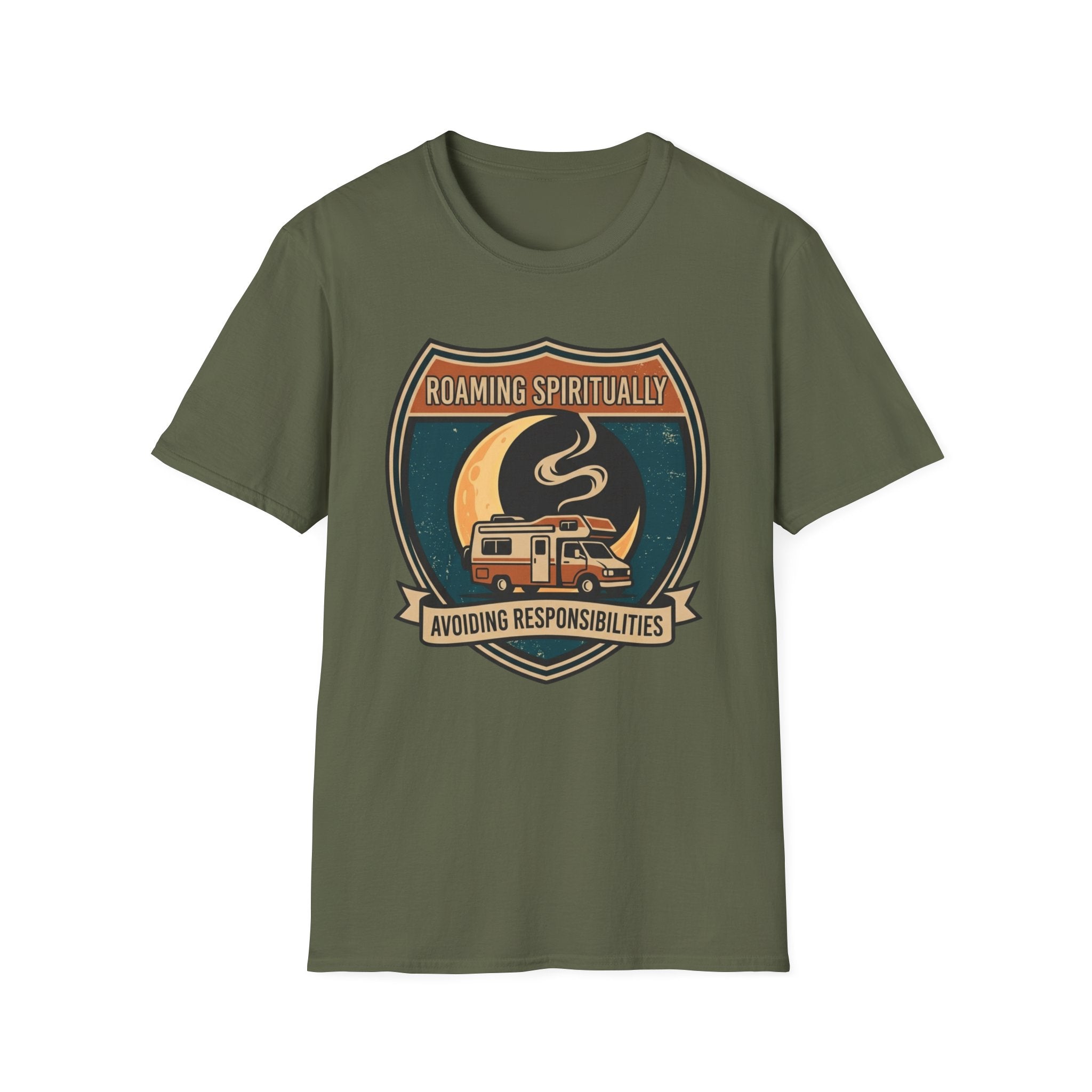 Roaming Spiritually RV T-Shirt | Retro Camper Moon Graphic Tee