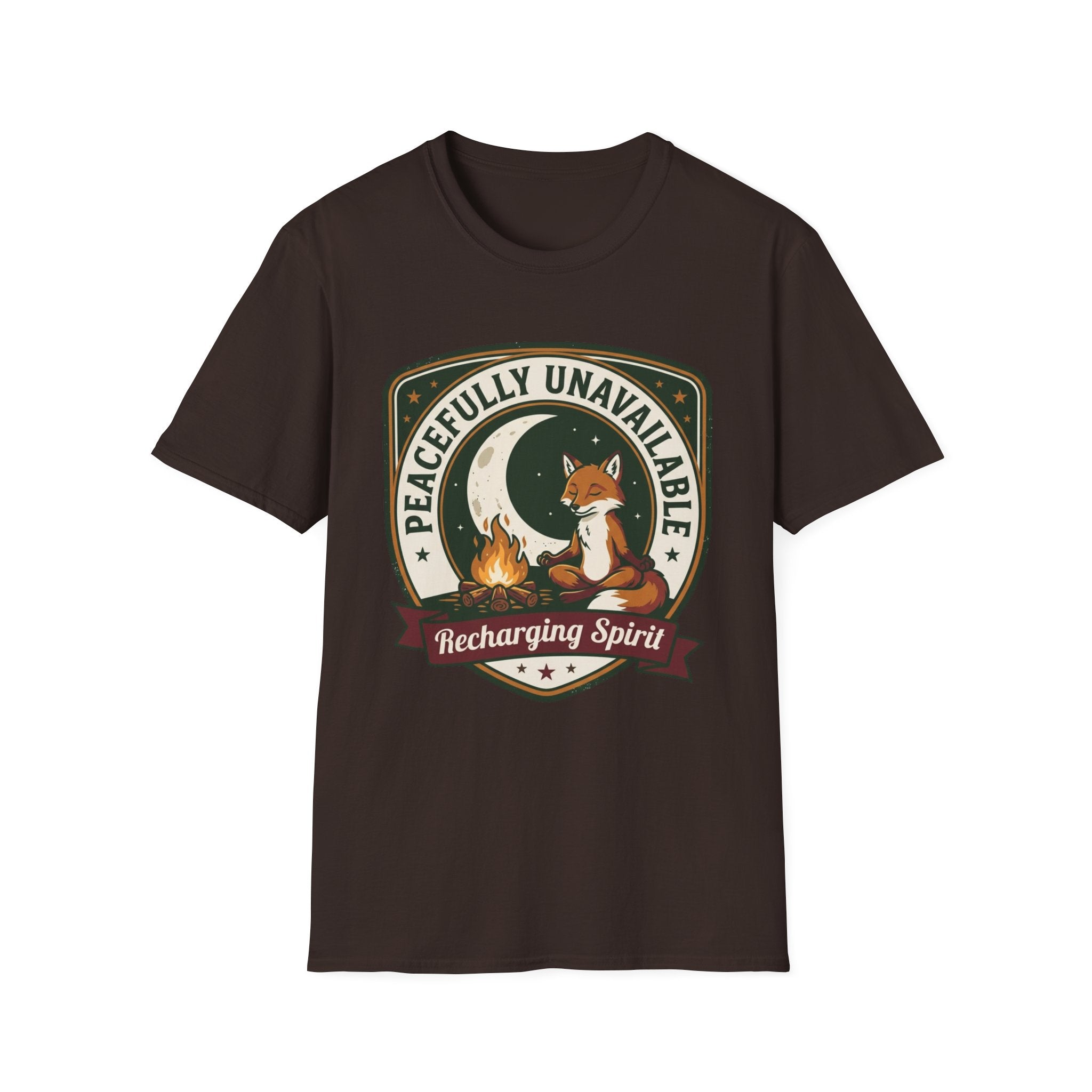 Peacefully Unavailable Fox T-Shirt | 'Recharging Spirit' Cute Night Moon Graphic Tee