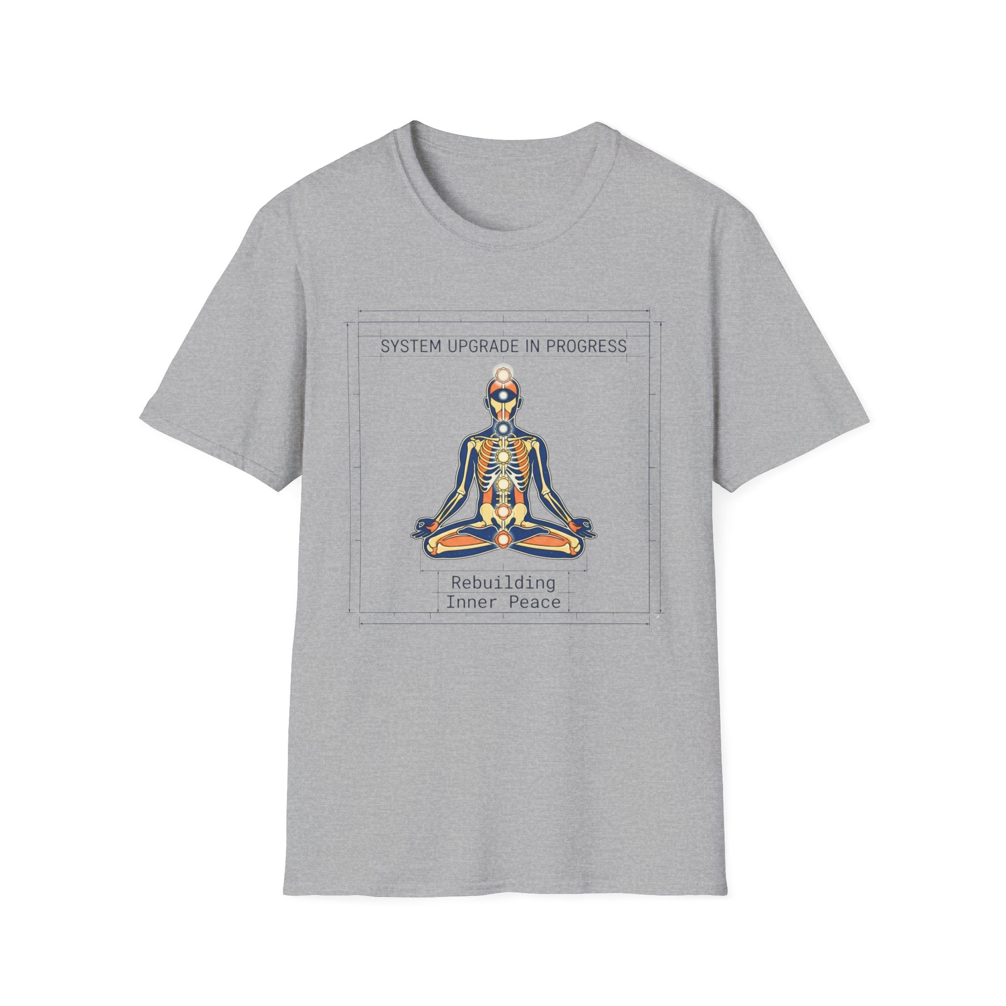 System Upgrade In Progress T-Shirt | Chakra Meditation Skeleton Graphic
