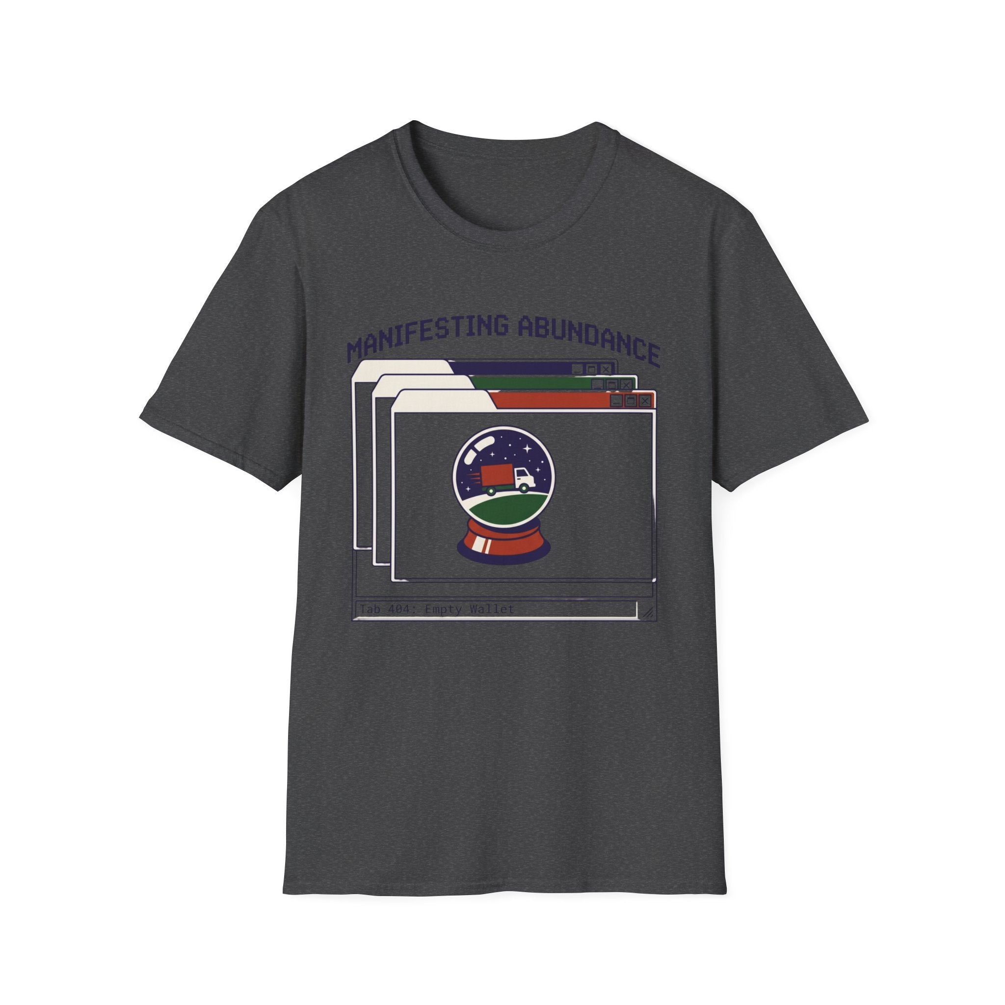 Manifesting Abundance T-Shirt | Retro Crystal Ball & Browser Window Graphic