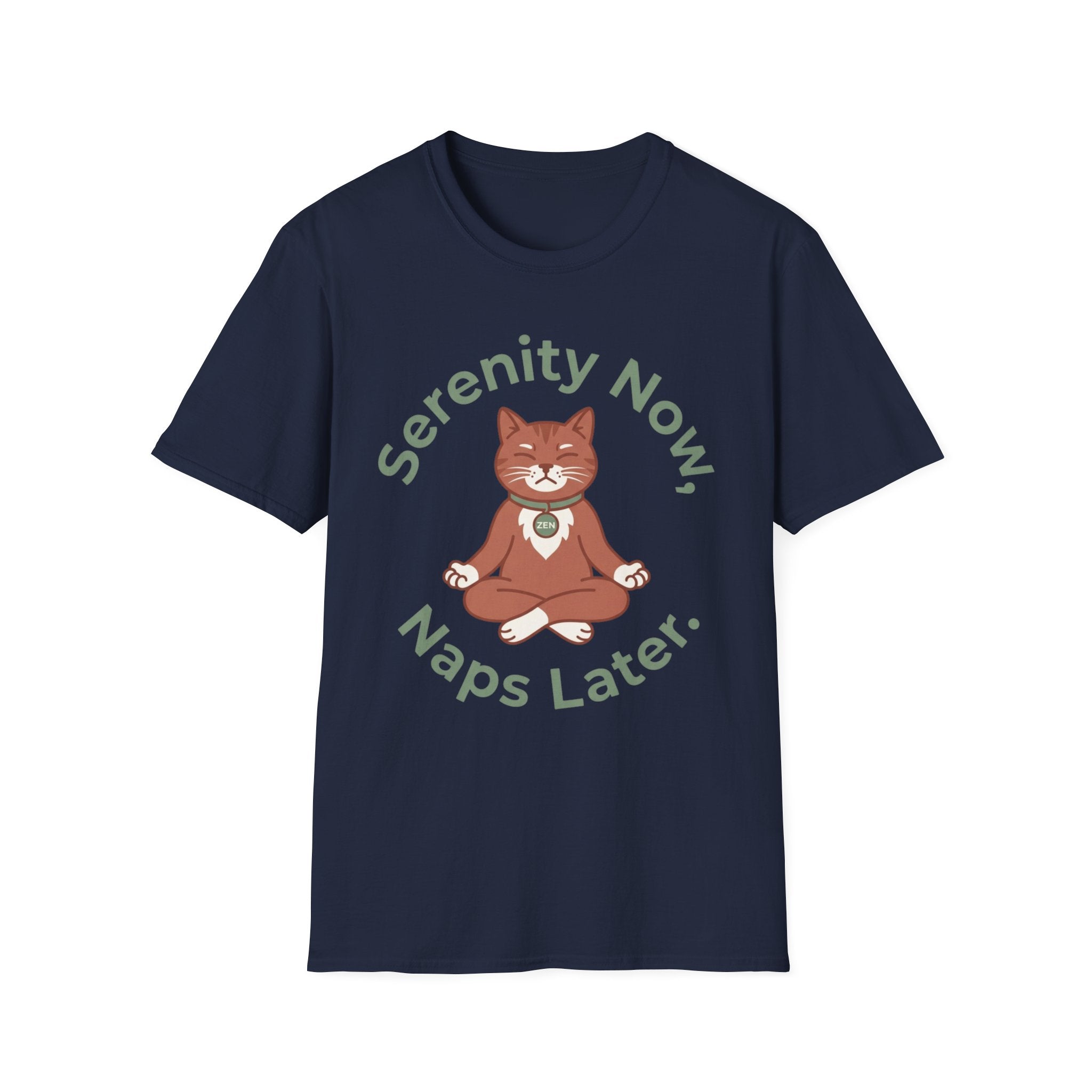 Serenity Now, Naps Later T-Shirt | Cute Meditating Cat Tee