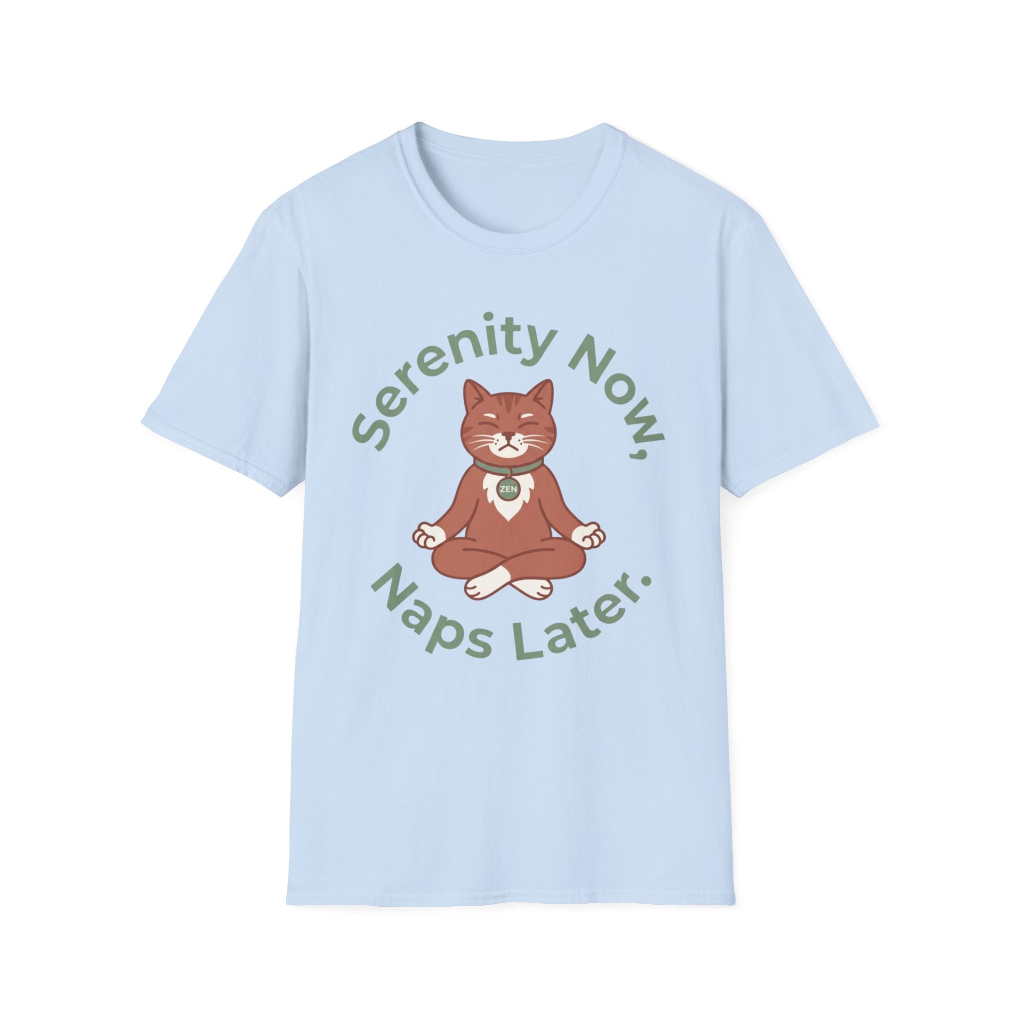 Serenity Now, Naps Later T-Shirt | Cute Meditating Cat Tee