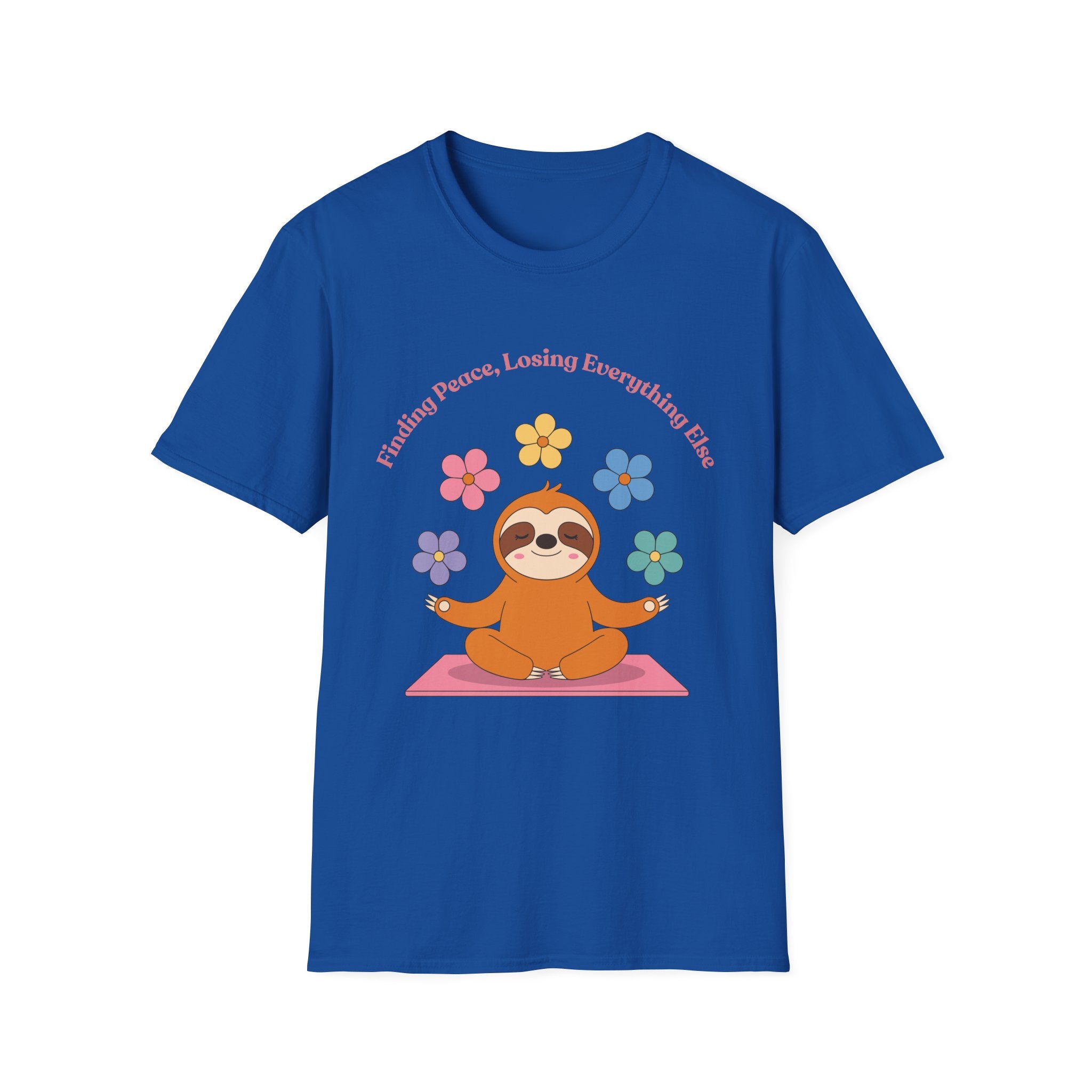 Sloth Yoga T‑Shirt | "Finding Peace, Losing Everything Else" Cute Floral Meditation Tee